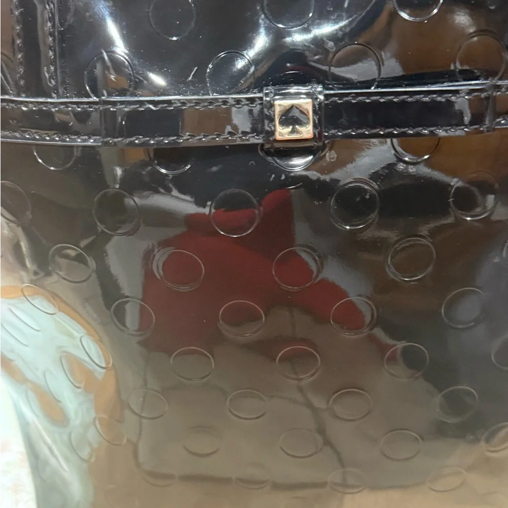 Kate Spade Black Glossy Tote with Embossed Circles